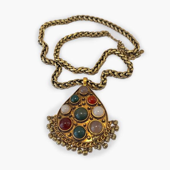 CAbi Jewelry - NWOT CABI Casablanca Gold Tone Teardrop Pendant Statement Necklace w/ Real Stone